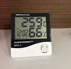 HTC Digital Hygrometer Thermometer Humidity Meter with clock Big LCD Display HTC-1 