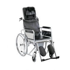 Wheel Chair Folding Commode (Detachable Armrest & Footrest)