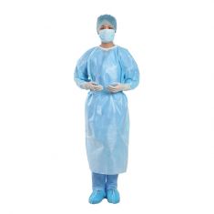 Disposable wraparound gown standard size(Fabric- SMS,GSM-45)-Colour Blue
