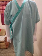 Cotton Patient Gown overlapping with Half Sleeves-Free size