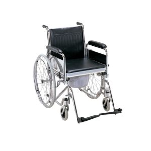 Wheel Chair Folding Commode (Detachable Armrest & Footrest) (Imported)