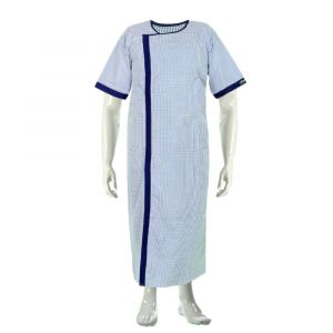 Cotton Patient Gown Blue - OTBliss Medical  Scrubs and Surgical Supplies