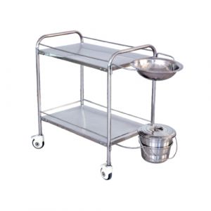Dressing Trolley (S.S.) with Bowl & Bucket (30" x 18" x 32")