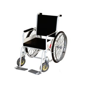 Wheel chair Non-folding with safety belts With M.S.Frame with big rear spook wheels