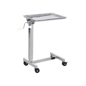 Mayo's Instrument Trolley (Adjustable by Gear Handle) (S.S. Frame & S.S. Tray)