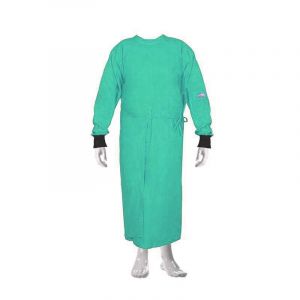 Plain Green OT Gown with Overlapping ( Without Mackintosh Sheet) - Hospital Surgical Supplies by OTBliss