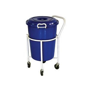 Soiled linen trolley with plastic bucket