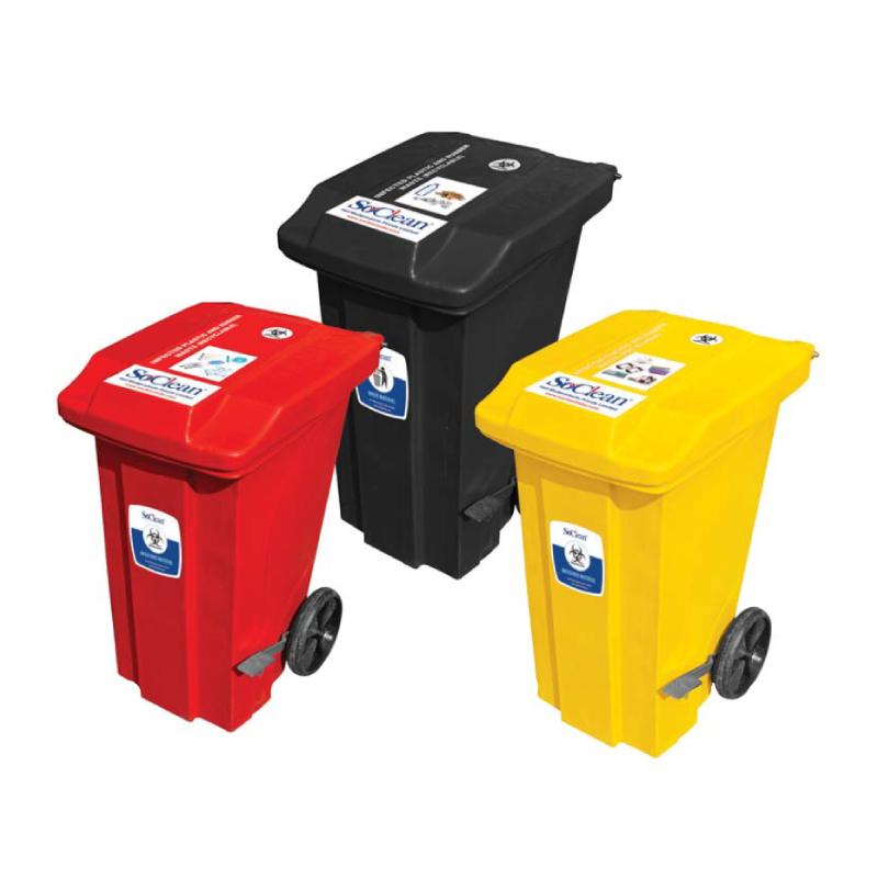Foot pedal waste bin with & Wheels - 90 Liters