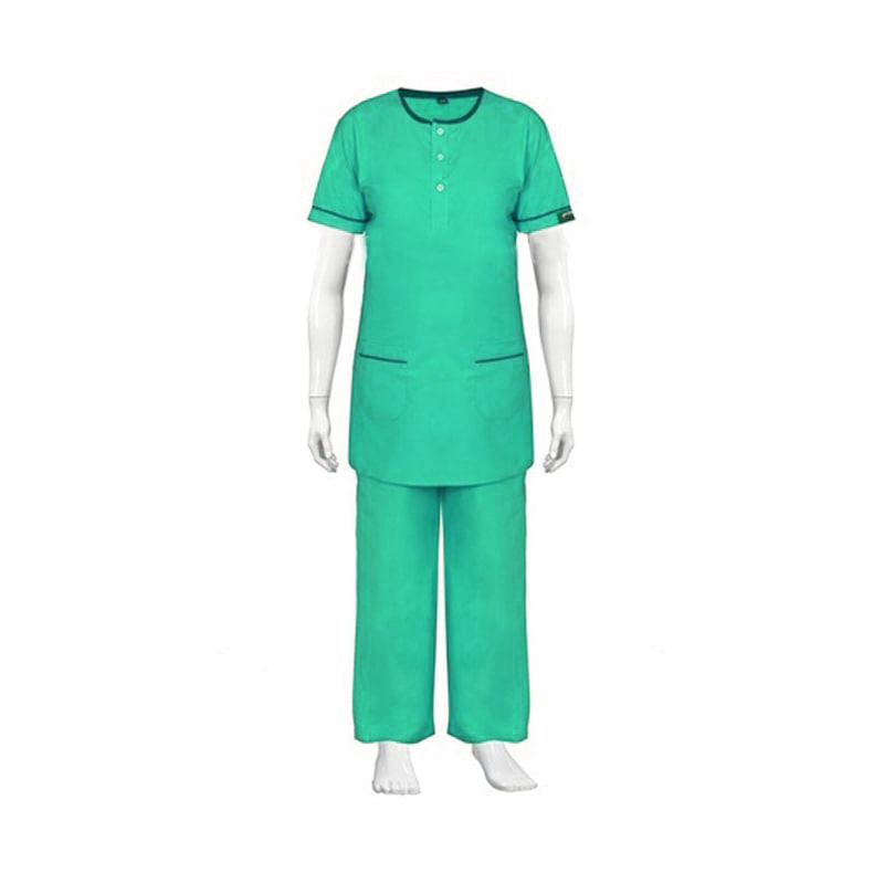 Round Neck Scrub Suit - Color Green