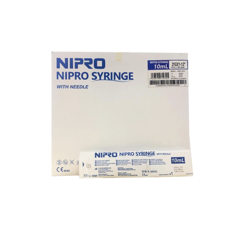 Nipro 10ml syringes with needle (Box of 100 pcs)