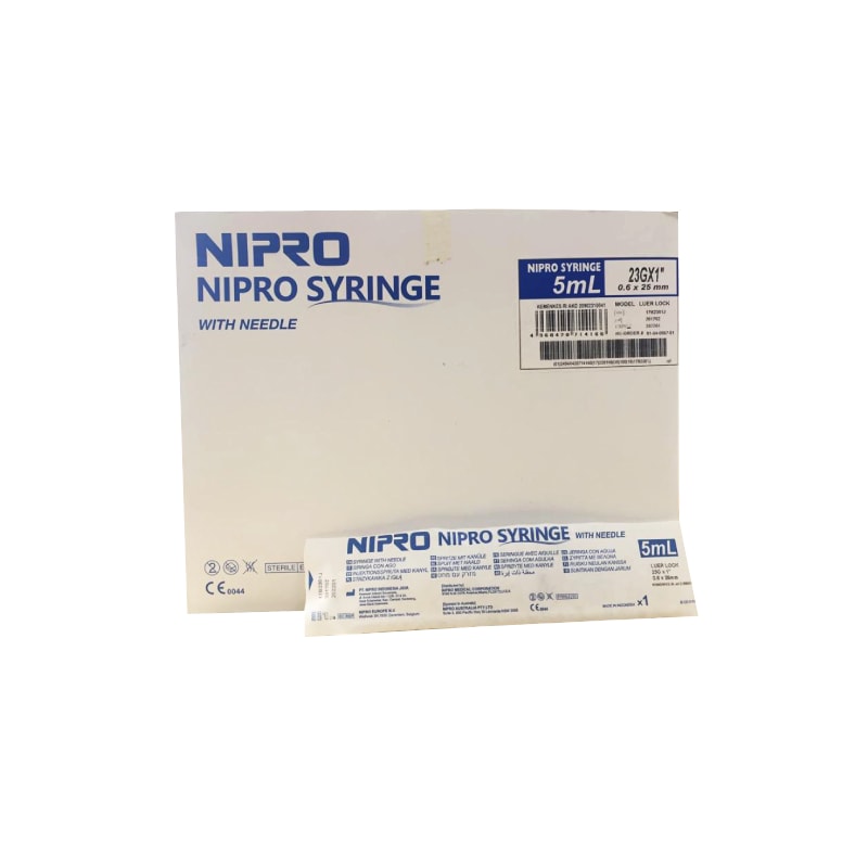 Nipro 5ml syringes with needle (Box of 100 pcs.)