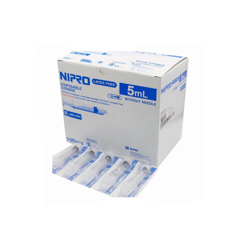 Nipro 5ml syringes without needle (Box of 100 pcs)