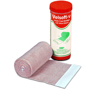 Velsoft-V-Elastic crepe bandage with velcro closure